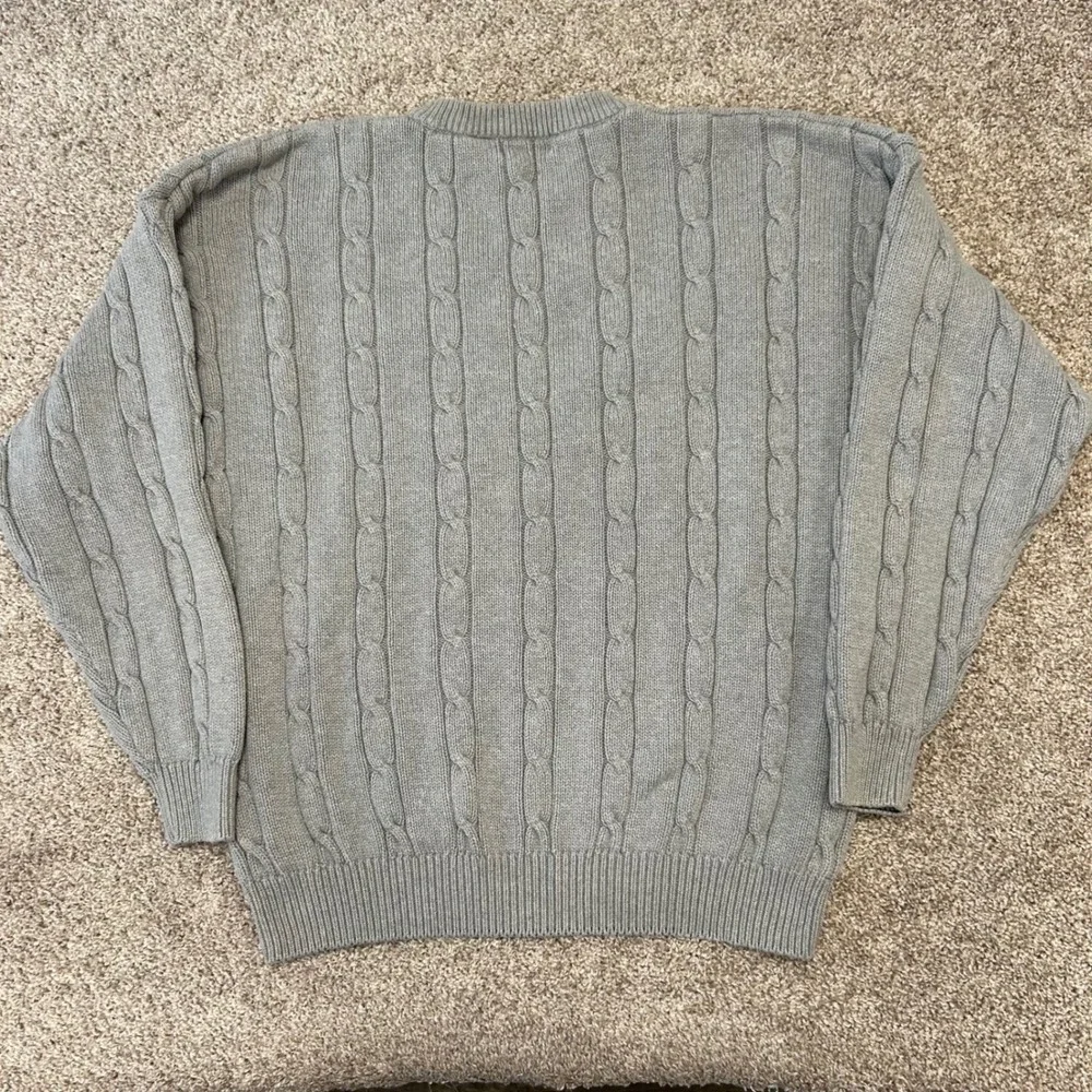 Vintage Izod Cable Knit Crewneck Sweater Men‎ Size XL Gray Cotton Preppy